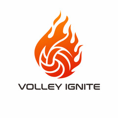 Modern Abstract Flame Volleyball Symbol Graphic Style Company Logo Design