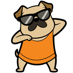 cartoon pug dog with sunglass