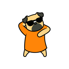 cartoon pug dog with sunglass