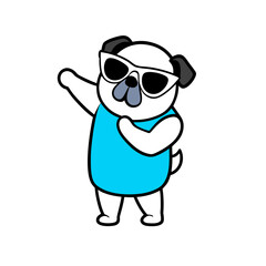 cartoon pug dog with sunglass