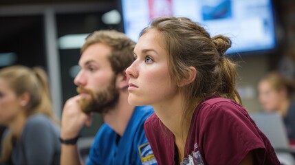 Students attentively listening in a classroom setting
