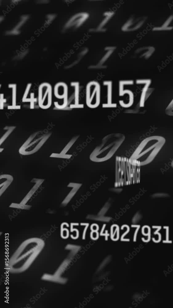 Poster Multiple changing numbers against binary coding data processing on black background