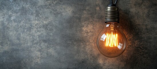 Vintage Edison Bulb on Rustic Wall