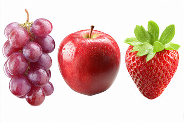 Grapes Apples Strawberries Juicy Healthy Fresh Ripe Natural Organic Sweet Colorful Snack Nutrition Dessert Vitamins Diet Berry Farm Produce Summer Green Red Purple Closeup Gourmet Food