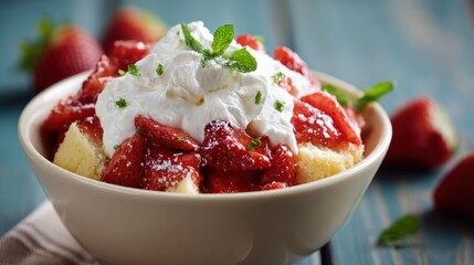 Sweet strawberry dessert in a bowl