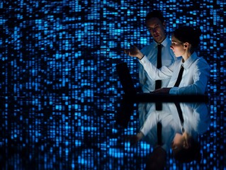 Two business professionals collaborating on a project.