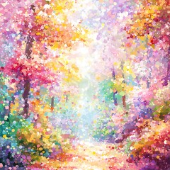 A vibrant, colorful forest path.