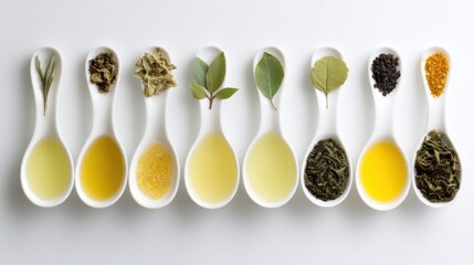Teas in small spoons