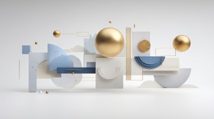 Abstract Geometric Composition with Golden Spheres