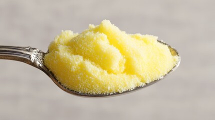 Yellow powder on a spoon
