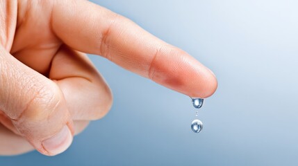 Water droplet on fingertip