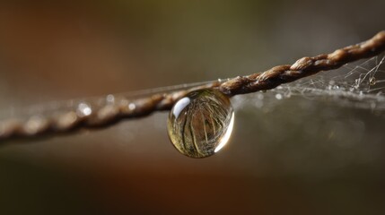 Water droplet reflecting scene