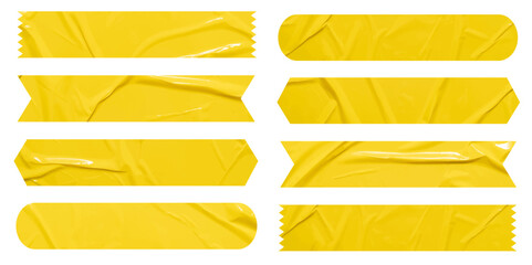 Set of vector yellow sticky note papers wrinkles,  Copy space stickers or patches for preview tags labels design