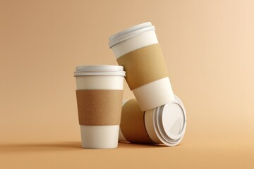 Stacked Coffee Cups with Sleeves