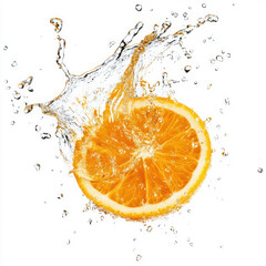 Isolated Orange Water Splash Floating on Transparent Background

