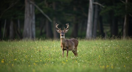 Majestic buck in a meadow