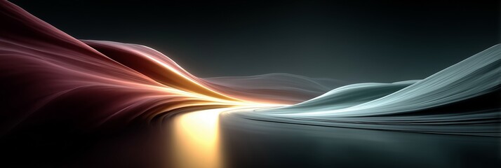 Abstract red and green wave background, AI-generative