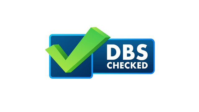 DBS checked animation on white and green screen background