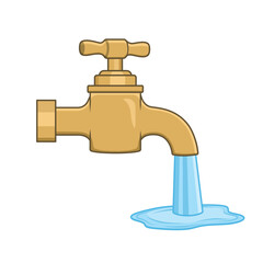 Gold water faucet. Vector illustration
