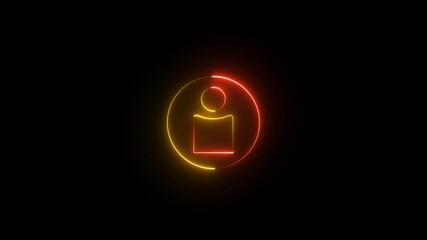 Glowing neon person sign, outline round avatar pictogram in vivid color. neon icon of user in flat style, person icon, user icon .Man profile icon. Glowing person sign, outline round - Powered by Adobe