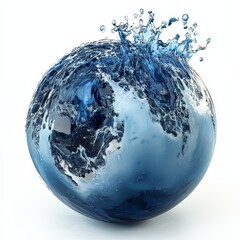 Water covers Earth globe; splash shows rising sea levels and climate change impact.