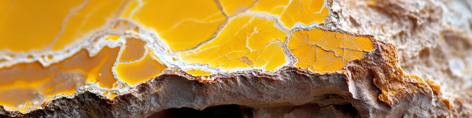 Fototapeta premium Yellow Mineral Deposit in Grey Rock Matrix
