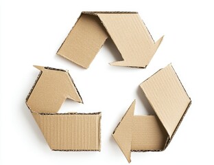 Cardboard recycle symbol on white background. (3)