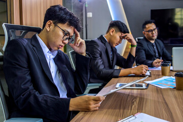 Diverse Colleagues Feel distressed with Bad Work Result, Paperwork Statistics Problem or Bankruptcy