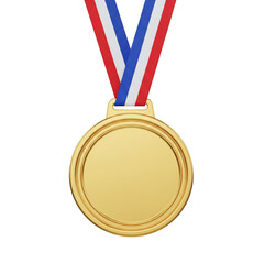 Gold medal with ribbon for first place winner