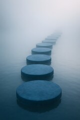 Stepping Stones Across Water in Foggy Environment Leading to Unknown Destination