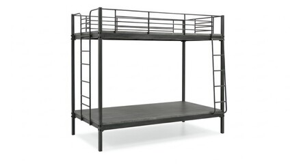 Metal bunk bed, dark gray.  Two levels,  ladder access