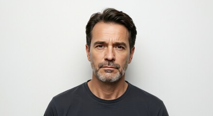 Middle-aged man, neutral expression, studio shot
