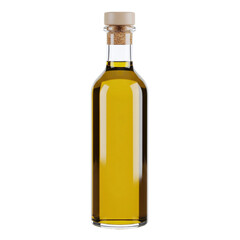 Glass bottle of olive oil with cork