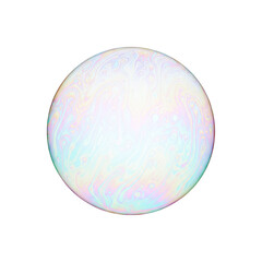 Single iridescent soap bubble with rainbow colors