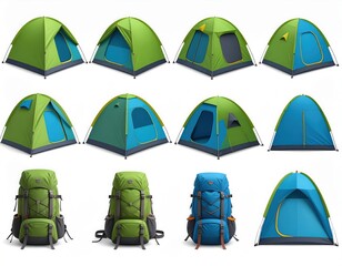 Camping Tents and Backpacks: Variety of Colors & Styles