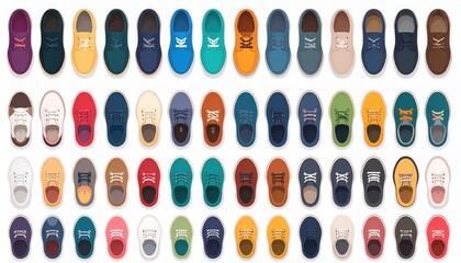 Colorful Canvas Shoes Flat Lay, Top Down View