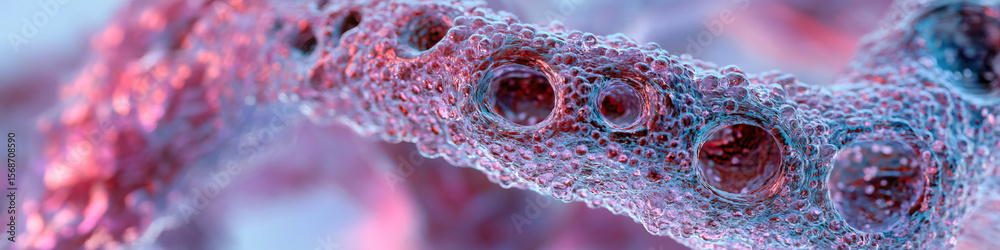 Poster digital rendering of porous tubular structure with regularly spaced apertures
