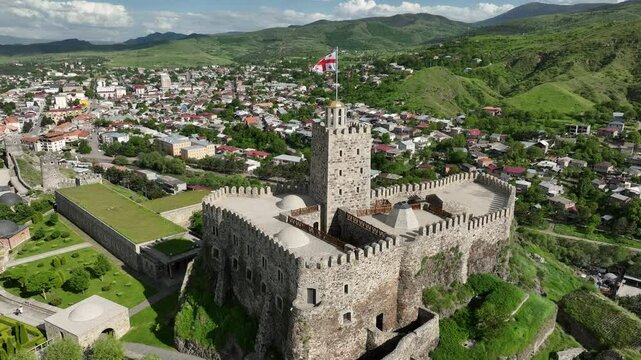 Aerial View of Rabati Castle in Akhaltsikhe, Georgia. 2025 spring