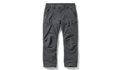 Gray athletic pants, front view, featuring tactical-style pockets