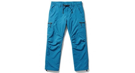 Teal-blue, athletic-style pants, with functional pockets