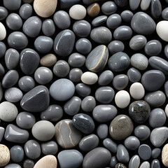 Seamless River Pebble Texture with Smooth Rounded Stones in Neutral Tones