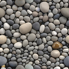 Seamless River Pebble Texture with Smooth Rounded Stones in Neutral Tones