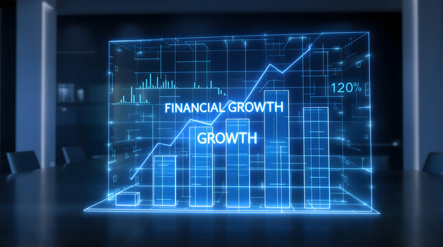 Abstract glowing chart illustrates financial growth and positive business trends in a modern