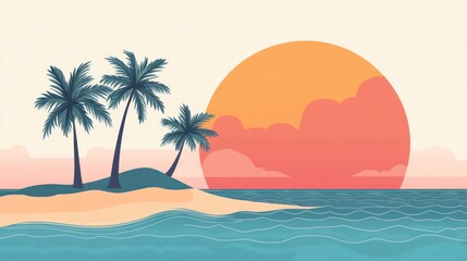 Tropical Island Sunset Scene