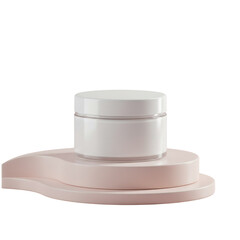 Minimal skincare cream jar with soft pink lid isolated on a transparent background, png, cutout