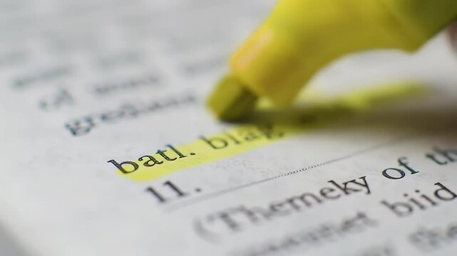 Yellow highlighter marking text