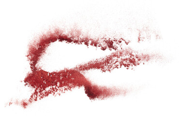 Red metallic glitter sparkle explosion in air. Red Glitter sand spark blink celebrate Chinese new...