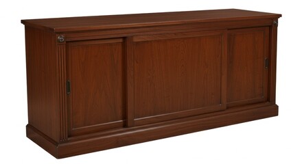Dark-brown wooden cabinet with sliding doors