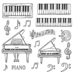 doodle icon illustration of piano 