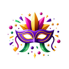Vibrant Mardi Gras Mask Design, Party Celebration, Festive Illustration, Carnival, Festival, Fun, and Festivities